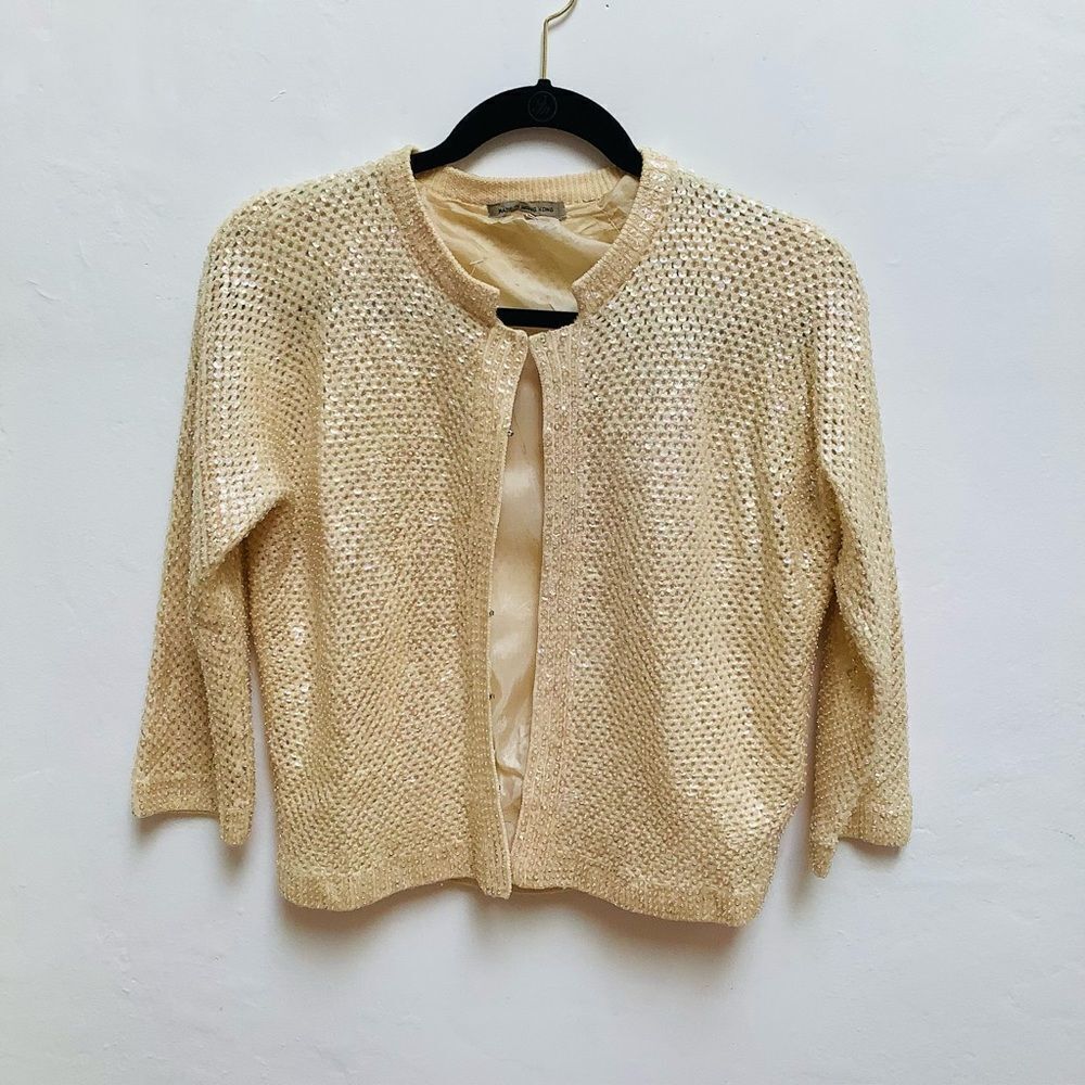 BEADED SEQUINS WOMENS SWEATER VINTAGE